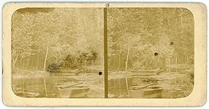 STEREO Barques sur un étang en forêt à identifier, circa 1870