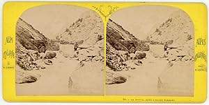 Stereo Italie, Alpes, Pont sur la Doire dans l'Allée Blanche, Lex Blanche, circa 1880