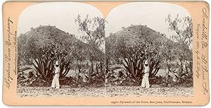 Stereo, Keystone View Company, B. L. Singley, Pyramid of the Moon, San Juan Teotihuacan, Mexico