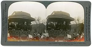 Stereo, USA, President Roosevelt on his train at North Platte, Ne., 1905