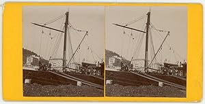 Stereo, Bateau dans un port de la Méditerranée à identifier, circa 1900