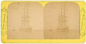 STEREO France, Bateau à voiles trois mats en mer, circa 1870