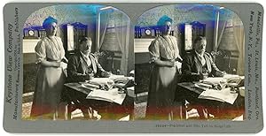 Stereo, USA, President William Howard Taft and Mrs. Taft in home life, circa 1908