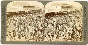 Stereo, Palestine, The bazaar of Jaffa, le marché de Jaffa, 1899