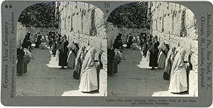 Stereo, Palestine, Jerusalem, The Jewa wailing place, outer wall of the temple, circa 1900