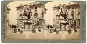 Stereo, Underwood & Underwood Publishers, The renowned statue of Marcus Aurelius and the Capitol,...