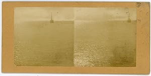 STEREO Lieu à identifier, Bateau en mer, reflet du soleil sur l'eau, circa 1870