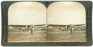 Stereo, USA, Giant plane at Columbus on first air-rail trip NY to LA, July 2nd 1929