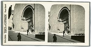 Stereo Espagne, Pays Basque, Fontarrabie, Portail de l'église, circa 1900