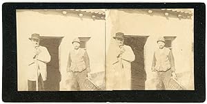 STEREO Deux paysans en pose, circa 1900