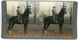 Stereo, Young boy riding a horse, circa 1900