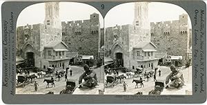 Stereo, Palestine, Jerusalem, The Jaffa gate from outside, circa 1900