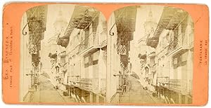 Stereo, Espagne, Pyrénées, Fontarabie, la grande rue, circa 1870