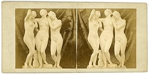 STEREO Sculpture Les trois Grâces, circa 1870