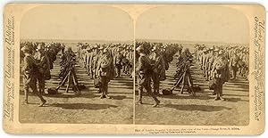 Stereo, South Africa, Halt of London Imperial Volunteers, first view of the Veldt-Orange River, 1900