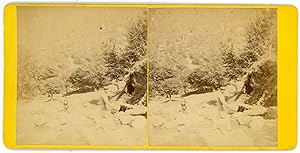 Stereo, Couple en montagne près d'un torrent, circa 1880