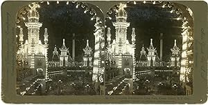 Seller image for Stereo, USA, New York, Coney Island, Luna Park by night, 1904 for sale by photovintagefrance