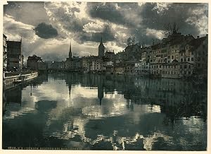 Suisse, Zürich, Bateaux au clair de lune