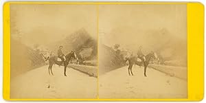 Stereo, Homme à cheval en montagne, circa 1870
