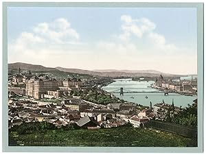 Budapest. Blick auf kgl. Schloss, Ketten- und Margarethenbrücke.