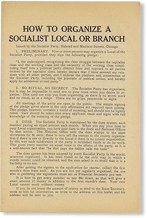 Imagen del vendedor de How to Organize a Socialist Local or Branch a la venta por Lorne Bair Rare Books, ABAA