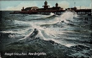 Seller image for Ansichtskarte / Postkarte New Brighton Wallasey North West England, Pier, rough sea for sale by akpool GmbH