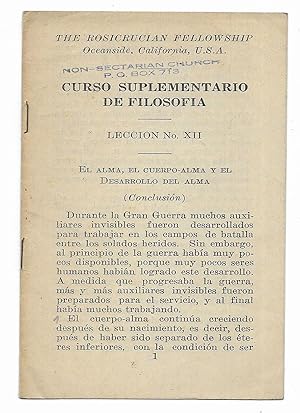 Curso Suplementario de Filosofia. Lección Nº XII . The Rosicrucian Fellowship