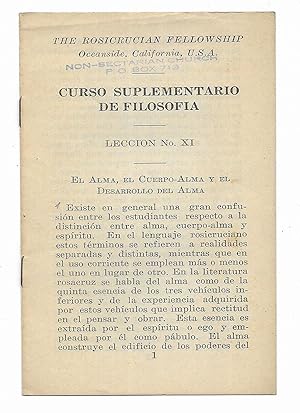 Curso Suplementario de Filosofia. Lección Nº XI . The Rosicrucian Fellowship