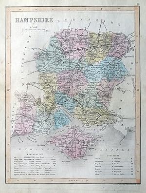 Antique Map HAMPSHIRE, J.Archer Original County Map c1845