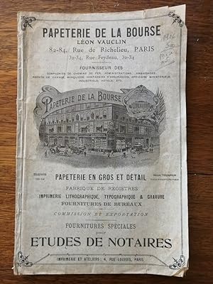 Catalogue de la Papeterie de la bourse rue de Richelieu Paris Fournitures spéciales pour études d...