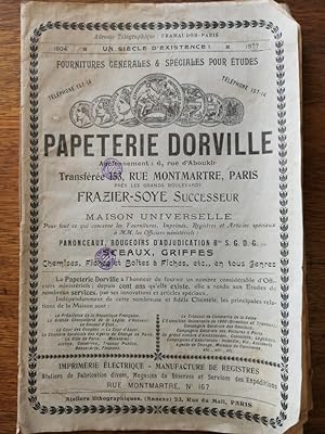 Catalogue de la Papeterie Dorville rue Montmartre Paris Fournitures spéciales pour études de nota...