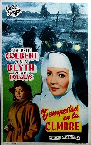 PROGRAMA DE MANO. TEMPESTAD EN LA CUMBRE (Douglas Sirk) Universal, 1952. CLAUDETTE COLBERT