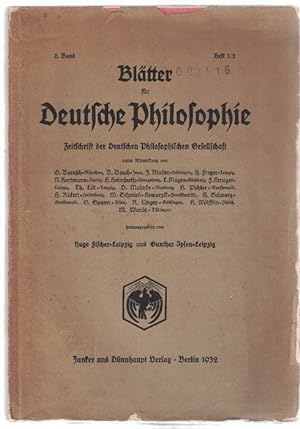 Blätter für Deutsche Philosophie Zeitschrift der Deutschen Philosophischengesellschaft. Herausgeg...