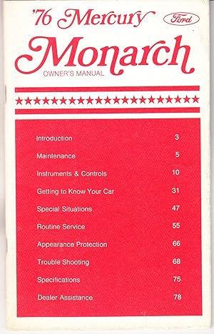 '76 Mercury Monarch Owner's Manual