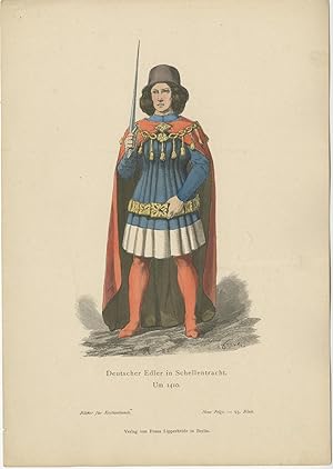 Antique Costume Print of a German Nobleman by Lipperheide (c.1880)