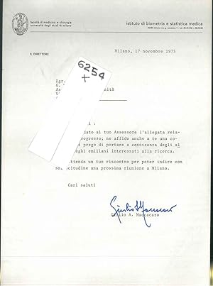 Lettera dattiloscritta di 7 righe con firma autografa in data 17 novembre 1975