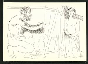 1964 Der Maler bei der Arbeit Postkarte Pablo Picasso 