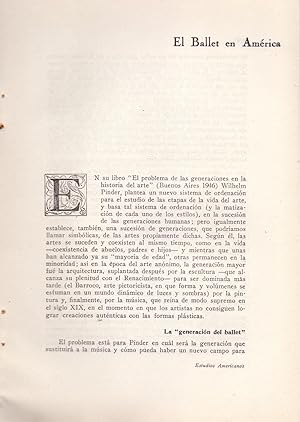 Seller image for EL BALLET EN AMERICA (EXTRAIDO ORIGINAL DEL AO 1953 ESTUDIO COMPLETO TEXTO INTEGRO) for sale by Libreria 7 Soles