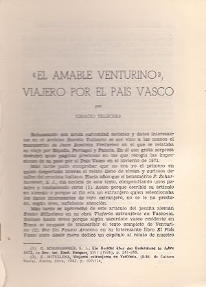 Seller image for EL AMABLE VENTURINO" VIAJERO POR EL PAIS VACO (EXTRAIDO ORIGINAL DEL AO 1955 ESTUDIO COMPLETO TEXTO INTEGRO) for sale by Libreria 7 Soles