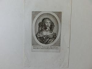 Brustbild der Wilhelmine Ernestine von Dänemark (1650-1709) im ovalen Rahmen, darunter Legende