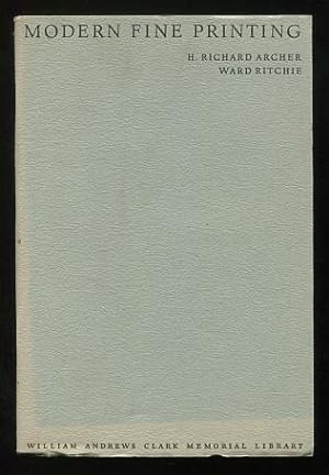 Bild des Verkufers fr Modern Fine Printing: Papers Read at a Clark Library Seminar, March 11, 1967 [*SIGNED* by Ward Ritchie] zum Verkauf von ReadInk, ABAA/IOBA