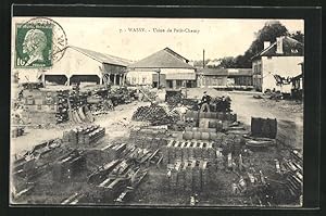 Carte postale Wassy, Usine de Petit-Champ, Lager auf dem Fabrikhof