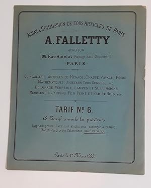 Achat a Commission de Tous Articles de Paris, A. Falletty, Achetur. Quincaillerie, Articles de Me...