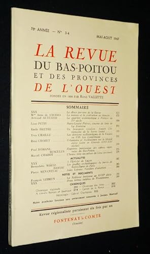 Bild des Verkufers fr La Revue du Bas-Poitou et des provinces de l'ouest (78e anne - n3-4, mai-aot 1967) zum Verkauf von Abraxas-libris