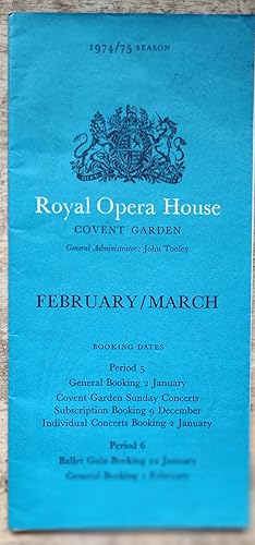 Seller image for Royal Opera House Covent Garden February/March 1974/75 Season for sale by Shore Books