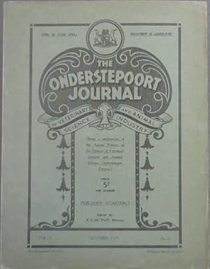 Seller image for The Onderstepoort Journal of Veterinary Science and Animal Industry. Vol. 1 No. 2. October 1933 for sale by Chapter 1