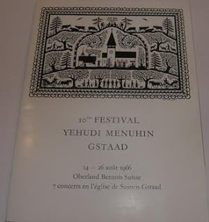 Imagen del vendedor de 10me Festival Yehudi Menuhin Gstaad. 14-26 Aout 1966, Oberland Bernois Suisse, 8 concerts en l'eglise de Saanen-Gstaad. a la venta por Wittenborn Art Books