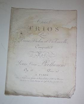 Seller image for Trois TRIOS Pour le Piano-Forte, Violon, et Violoncelle.Compos par Louis van Beethoven. Op. 1eo. Prix. 12F. Original engraved sheet music . for sale by Wittenborn Art Books