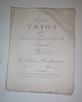 Seller image for Trois TRIOS Pour le Piano-Forte, Violon, et Violoncelle.Compos par Louis van Beethoven. Op. 1eo. Prix. 12F. Original engraved sheet music . for sale by Wittenborn Art Books