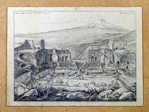 Seller image for Teatro di Taormina (Blick auf tna). Bleistiftzeichnung, gehht. for sale by antiquariat peter petrej - Bibliopolium AG